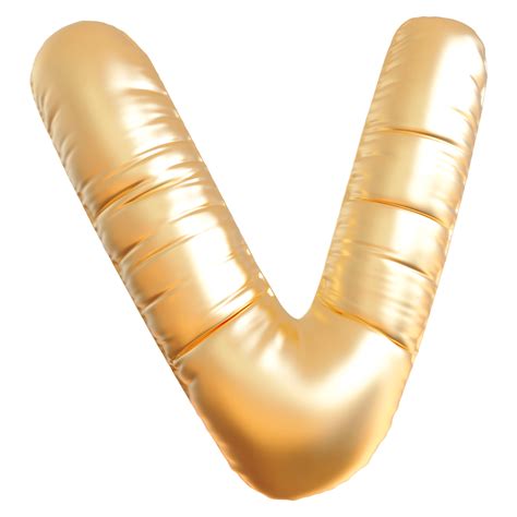 Gold Bubble Letter V Font 3d Render 36305535 Png