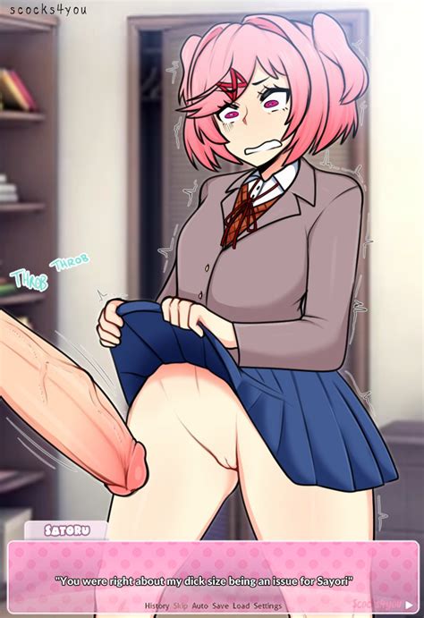 Rule 34 1boy 1girls 2d Big Penis Blue Skirt Clothed Cock Ddlc Text Box Dick Doki Doki