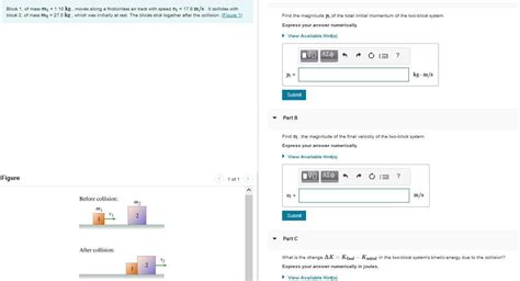 Solved Blodk 1 Of Mass M1 1 10 Kg Moves Along A