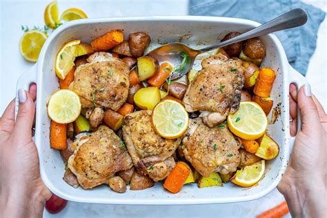 Baked Lemon Chicken And Veggies For A Quick And Clean Dinner Idea