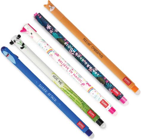 Legami Lot de 5 stylos à encre gel effaçable à encre thermosensible