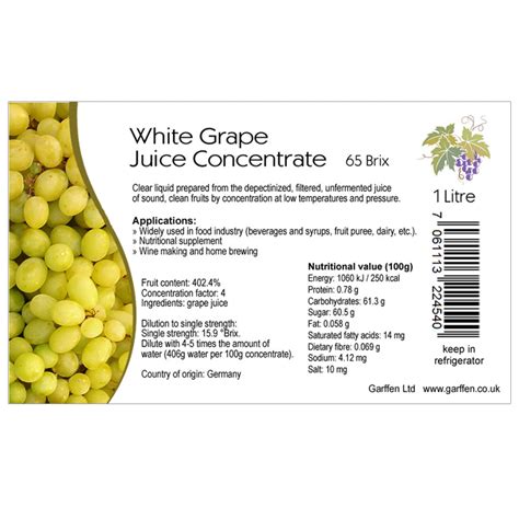 White Grape Juice Concentrate 1L 65 Brix – Garffen Ltd