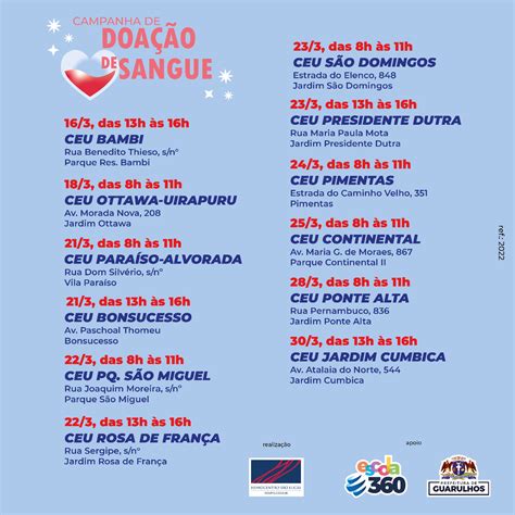 CEUs de Guarulhos promovem campanha de doação de sangue neste mês