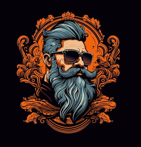 Skull Vector Face Art Head Beard Man Brutal Courageous Mustache