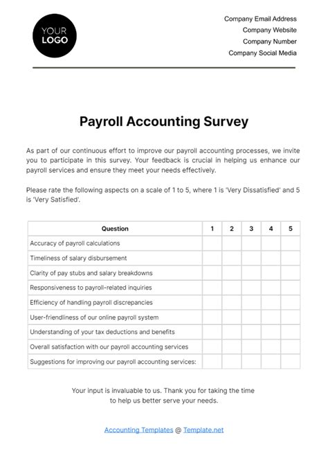 Free Payroll Accounting Survey Template Edit Online And Download