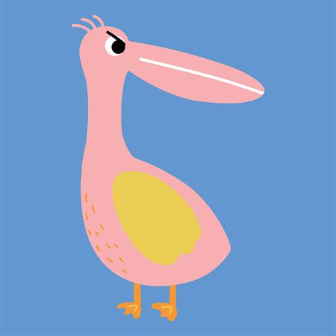 Funny creative hand drawn children's cartoon illustration pelican ...