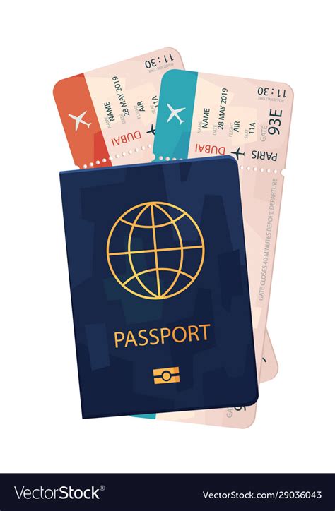 Passport With Tickets Travel Isolated On White Vector Image