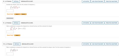 Solved 8 11 Points DETAILS SESSCALCET2 6 3 027 MY NOTES Chegg