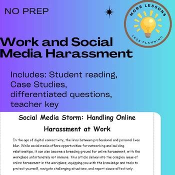 Social Media Harassment Work Ethics Guided Reading Comprehension Worksheet