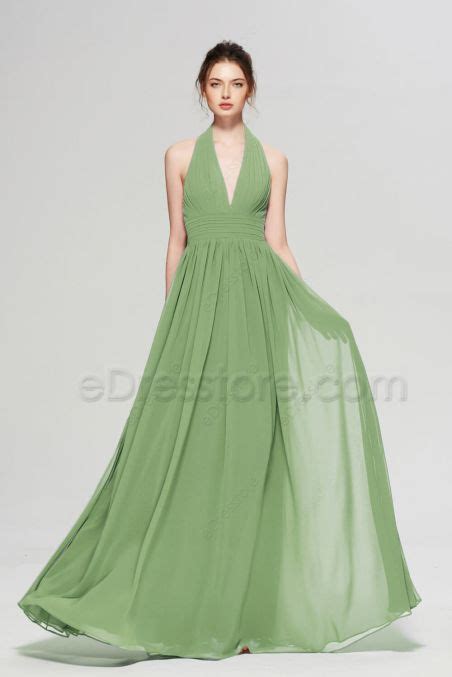 Modest Sage Green Bridesmaid Dresses Flutter Sleeves EDresstore