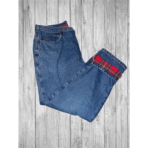 Vtg Ll Bean Jeans Mens Tag 38x30 Flannel Lined Blue Depop