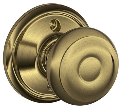 Schlage Lock Company Georgian Knob Non Turning Lock Antique Brass F170 Geo 609 F170geo609