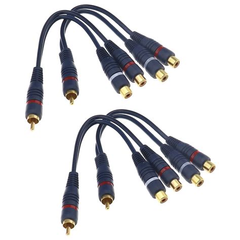 Pobod RCA Splitter 1 Male 2 Female Stereo Audio Y Adapter Subwoofer