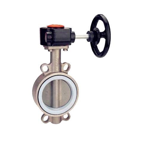 Stainless Steel Wafer Butterfly Valve With Gearbox And Handwheel At