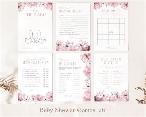 Blush Pink Baby Shower Bundle Pink Floral Baby Shower Invite Etsy