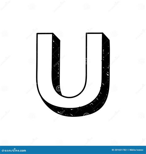 U Letter Hand Drawn Symbol Vector Illustration Of A Big English Letter