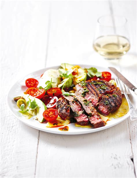 Paprika Steaks With Tomato Avocado And Pineapple Salad Recipe