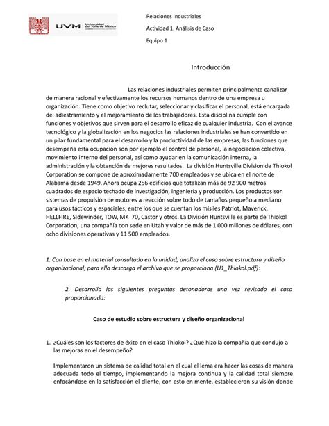 Actividad Analisis Del Caso Introduccion Y Conclucion Introducci N