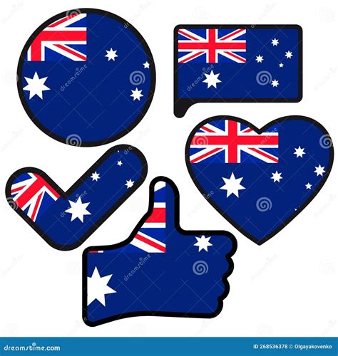 Flag Of Australia In The Shape Of Button Heart Like Check Mark Flat