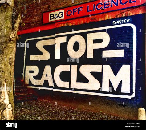 Stop Racism Graffitimural Stock Photo Alamy