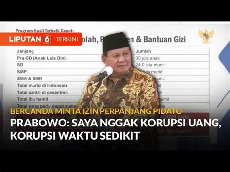 Momen Prabowo Bercanda Minta Izin Perpanjang Pidato Liputan Youtube