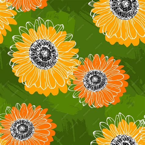 Premium Vector Sunflower Seamless Patterns