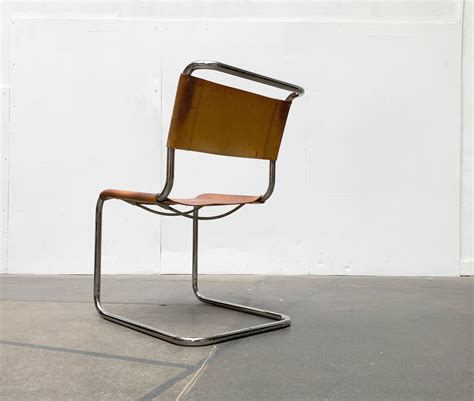 Vintage German S33 Cantilever Leather Chair By Mart Stam For Thonet