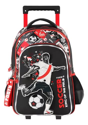 Mochila Carro 18 PuLG Footy Escolar Luz Led Equipos Futbol Color F2221