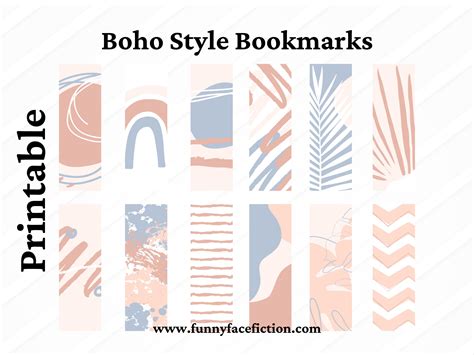 Printable Bookmarks Boho Style Bookmarks Bookmark Set Etsy