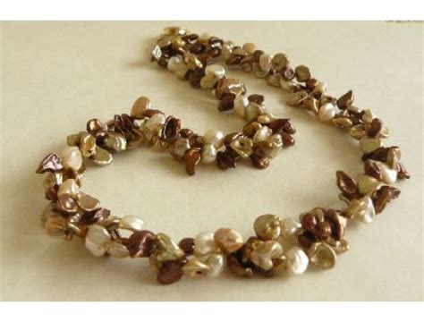 Bronze And Gold Keshi Pearl Twisted Necklace