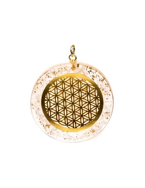 Orgonite Pendentif Fleur de Vie et sélénite