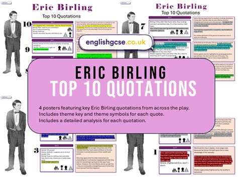 Eric Birling An Inspector Calls Posters Revision Uk