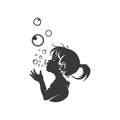 Silhouette Of A Girl Blowing Bubbles Premium Ai Generated Vector