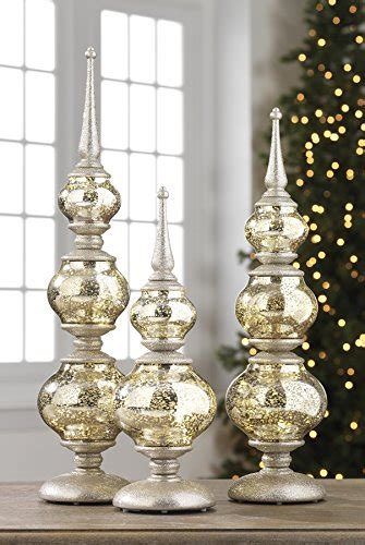 Set Of 3 Lighted Finial Christmas Holiday Tabletop Decor Home Garden