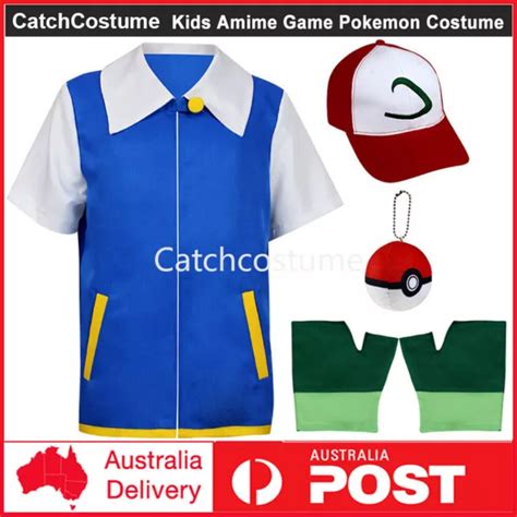 Kids Pokemon Ash Ketchum Costume Boys Halloween Book Week Cosplay