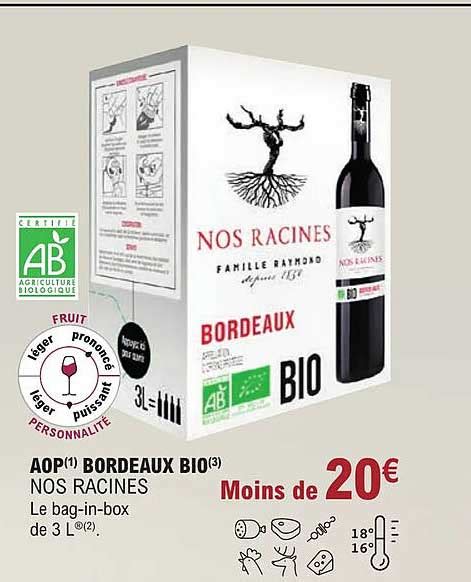 Promo Aop Bordeaux Bio Nos Racines Chez E Leclerc ICatalogue Fr