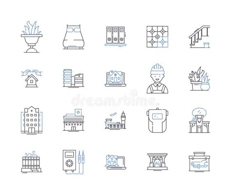 Apartment Construction Outline Icons Collection Building Apartment