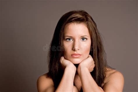 Beautiful Brunette Nude Headshot Stock Image Image Of Isolated Female