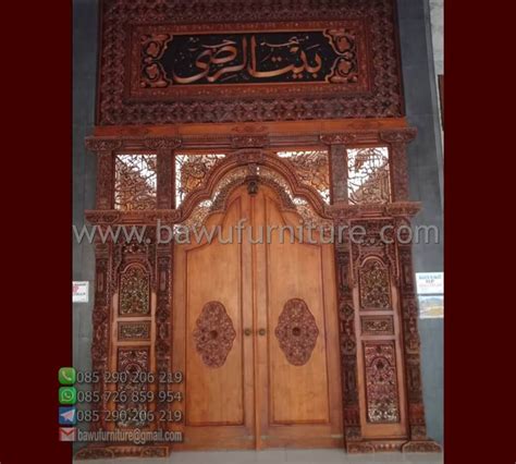 Pintu Masjid Modern Gaya Mewah Dari Kayu Jati Jepara Podium Mimbar