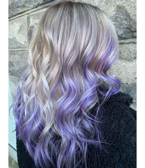 Lavender Highlights On Blond Hair Blonde Hair With Purple Tips Light Purple Hair Purple Ombre