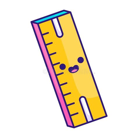 Vector Cartoon Cute Ruler School Kawaii Illustration Stock Vector