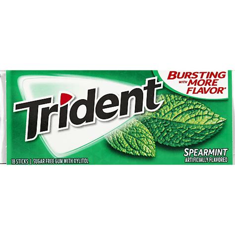 Trident Spearmint Sugar Free Gum With Xylitol 18 Stick Pack Chewing