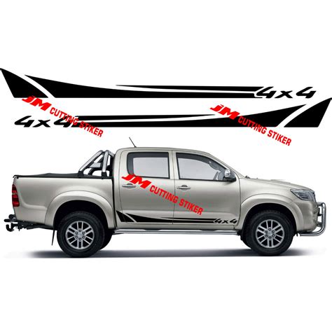 Jual Cutting Stiker Double Cabin 4x4 Stiker Striping Body Mobil Hilux Ranger Dmax Triton Dll