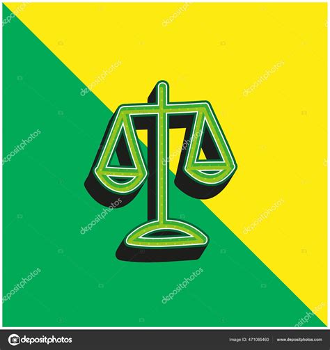 Balance Scale Hand Drawn Symbol Green Yellow Modern Vector Icon Stock