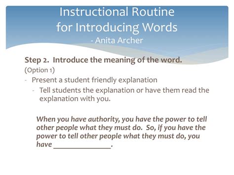 Ppt Instructional Routines For Introducing And Teaching Vocabulary