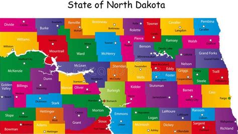 Map of North Dakota with Counties