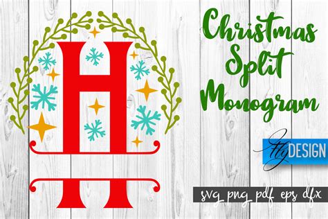 Christmas Split Monogram Svg Bundle Home Design Svg Xmas Svg V By