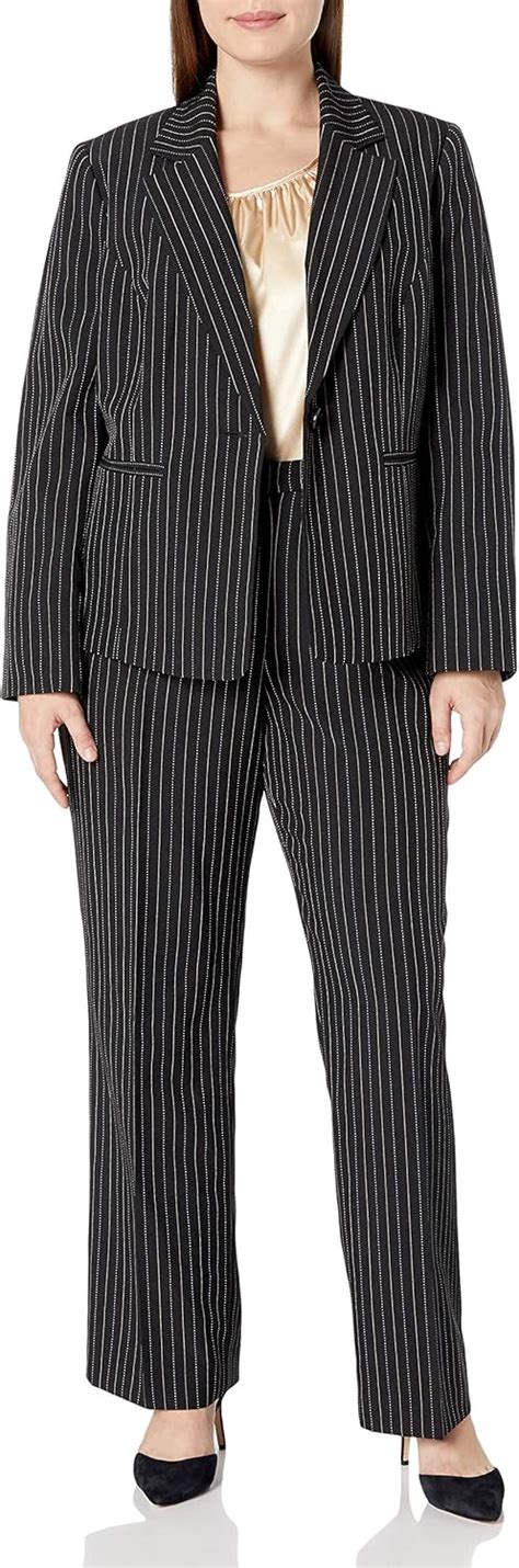 Le Suit Womens Plus Size Pinstripe 1 Button Pant Suit With Cami Clothing