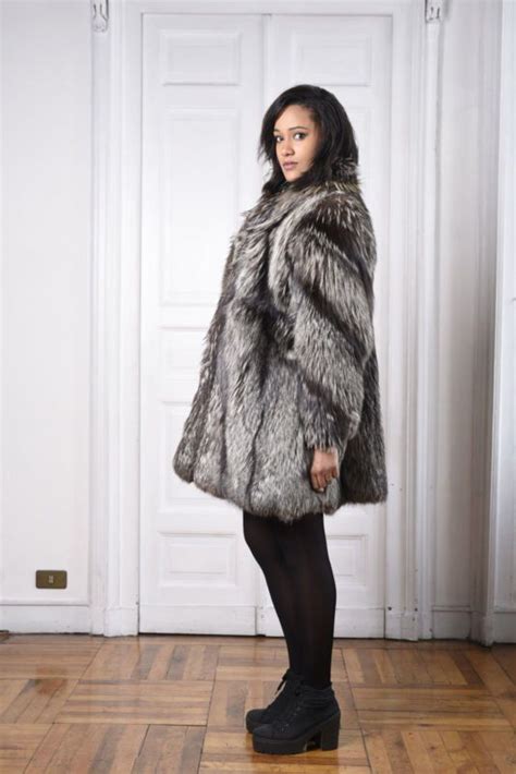 Silver Fox Fur Coat Pelisse Fourrure Renard Argent Pelliccia Volpe