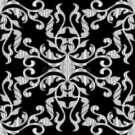 Ornate Textured Baroque Seamless Pattern Stock Vector Illustration